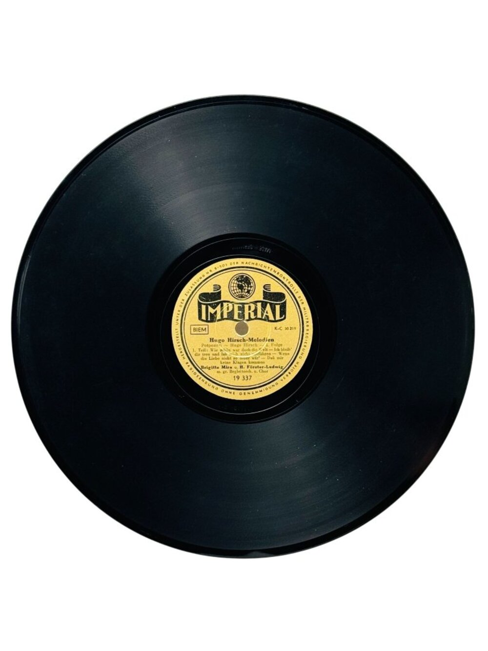 Brigitte Mira H. Förster-Ludwig Hugo Hirsch-Melodien 10in 78 RPM Imperial 19 337